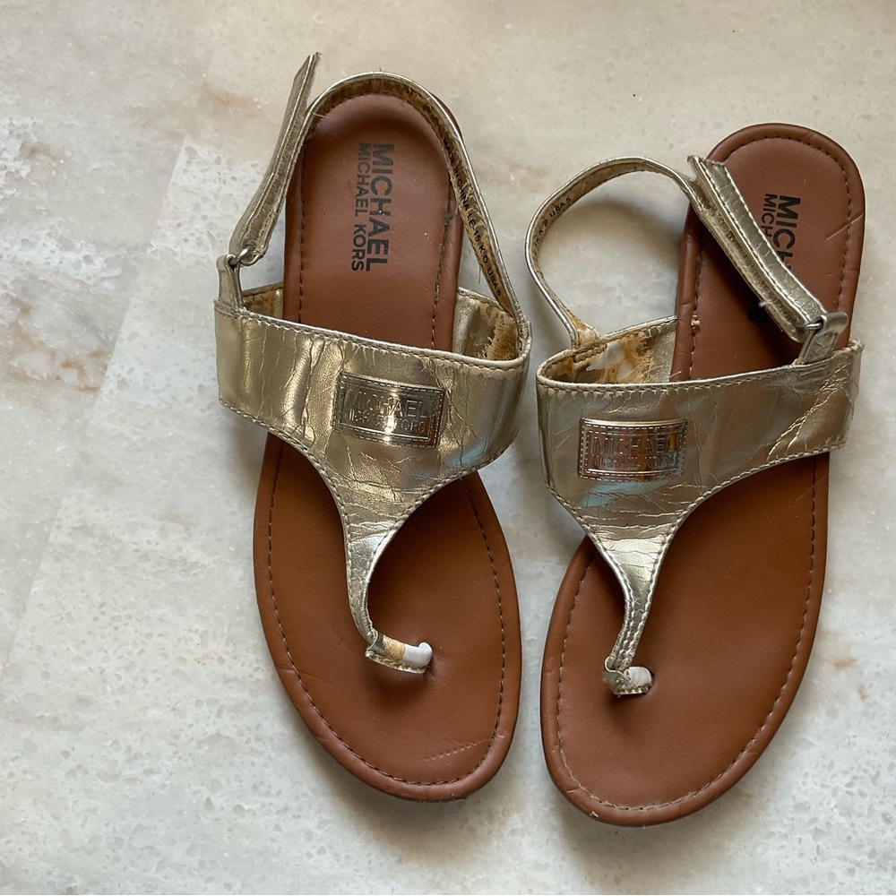 Michael Kors Gold Textured Sandals